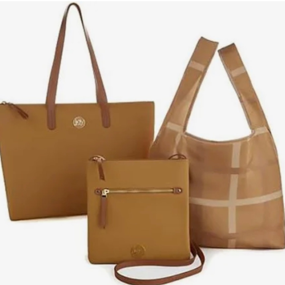 NWT Joy Mangano pebbled leather tote bag